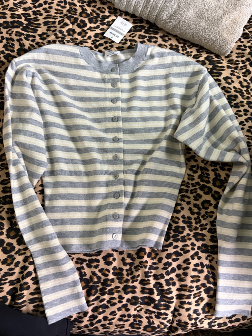 Cotton On Gray and yellow striped cardigan
